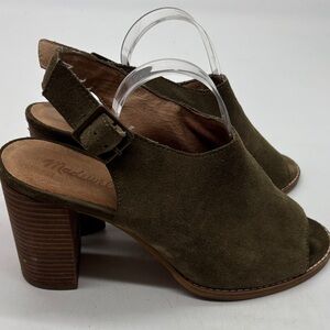 Madewell Green Heeled Suede Shoes size 9.5 MCH8420G